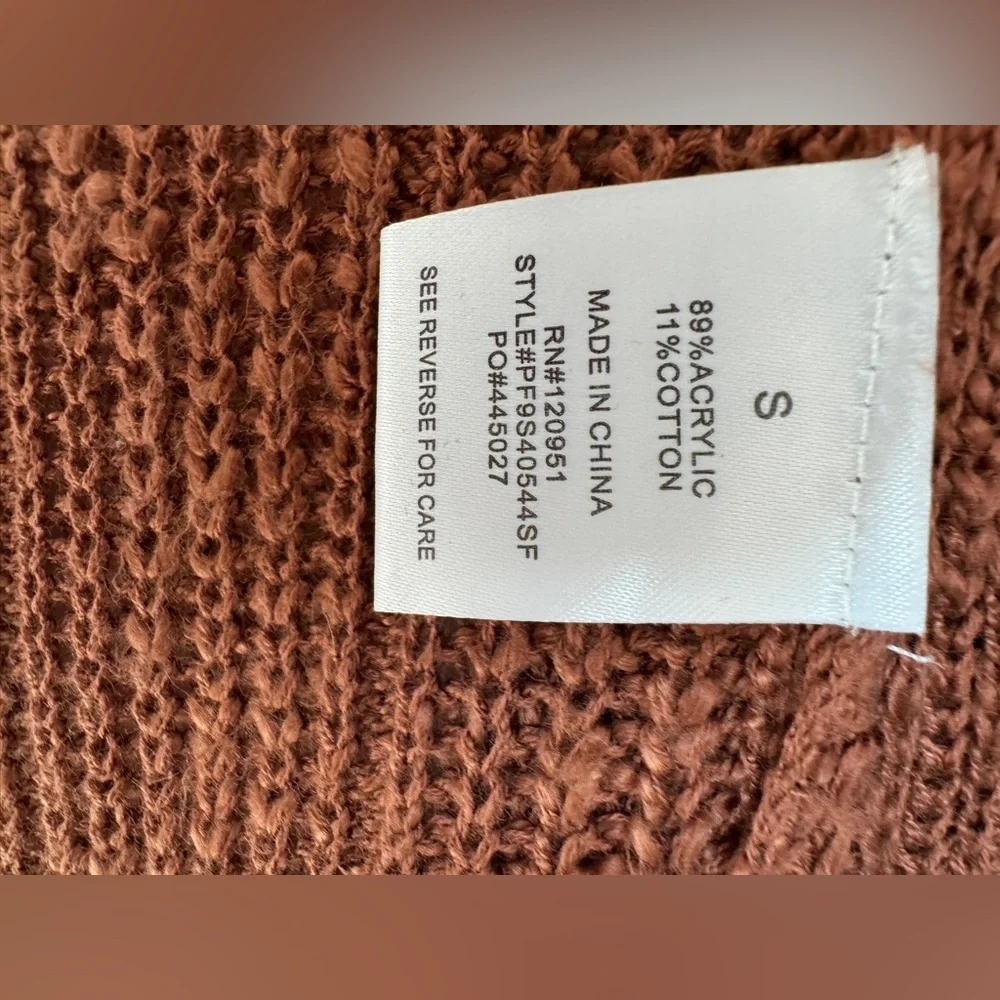 Burnt Orange/Light Brown Mid-Thigh Cardigan - Size Small - Picture 2 of 4